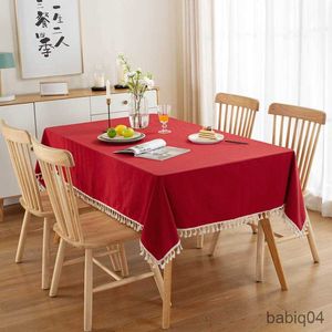 Table Cloth Tassels Stitching Cotton Fabric Table Cloth Washable Tablecloth for Wedding Party Dining Banquet Decoration Luxuriou Table Cover R230726