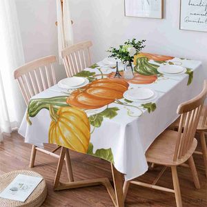 Tafeldoek Thanksgiving Herfst Pumpkin Wit tafelkleed Waterdicht en oliedichte Tafel Cover Keuken Home Wedding Decoratie R230726