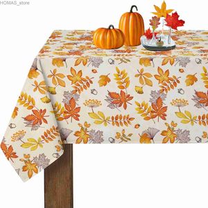 Tafeldoek Thanksgiving herfst herfst Maple blad rechthoek tafelkleed vakantie feestdecoratie waterdichte tafelbedekking voor keukentafel decor y240401