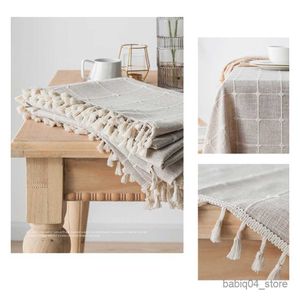 Nappe À Carreaux En Trois Dimensions Nappe En Coton Glands Couverture De Table Anti-Poussière Pour La Fête À Manger Décor De Mariage R230819