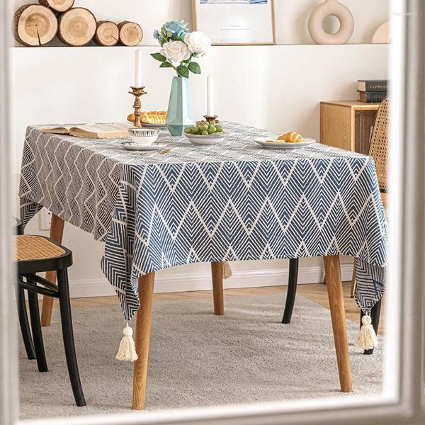 Tela de mesa jacquard jacquard ondulante lino de algodón café mantel pequeño paneles de espesas frescas