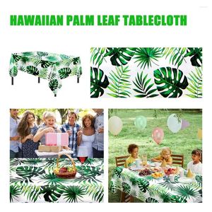 Table de nappe de feuilles de palmier hawaïen tropicale - Cover jetable résistant à l'huile imperméable Peva pour décoration de fête K2X0