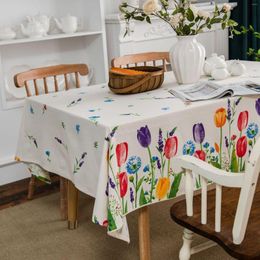 Tafelkleed tulpen bedrukt linnen pastoraal rechthoekige dekking voor feest banket dineren home mantel decoratie toalha de mesa