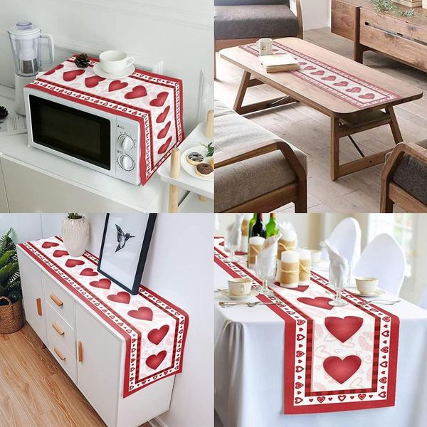 Nappe de Table en coton avec drapeau de la saint-valentin et de mariage, couverture thème amour rouge, napperon pêche # t2g