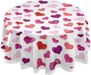 Tafelkleed valentijnsdag tafelkleden roze harten decoratieve hoes voor cirkelvormig eetgelegenheid vakantiefeestje
