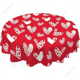 TABLE DIKE Valentijnsdag Romantisch hartvormige cartoonpatroon Ronde stippen Tafelkleed 60 inch voor eetkamer feest banket