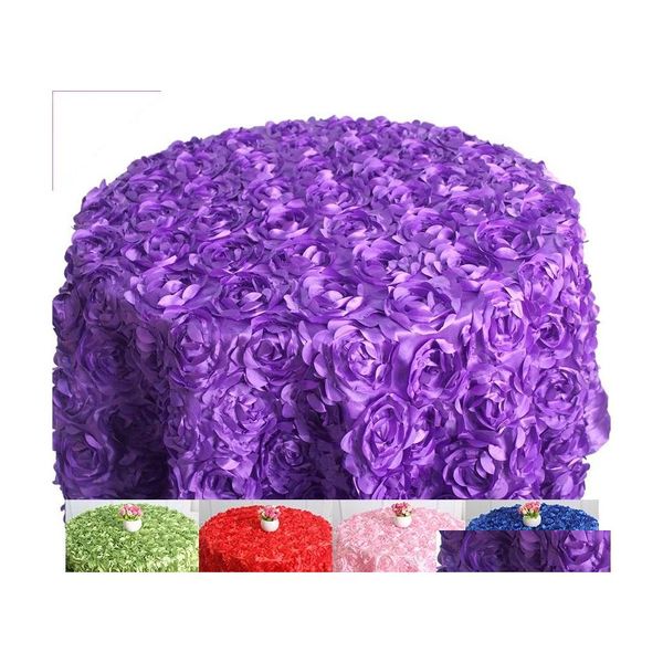 Nappe Diverses Couleurs Ronde Rosette Broderie Er 3D Rose Conception De Fleur Pour La Fête De Mariage El Drop Livraison Maison Jardin Textiles Dhav3