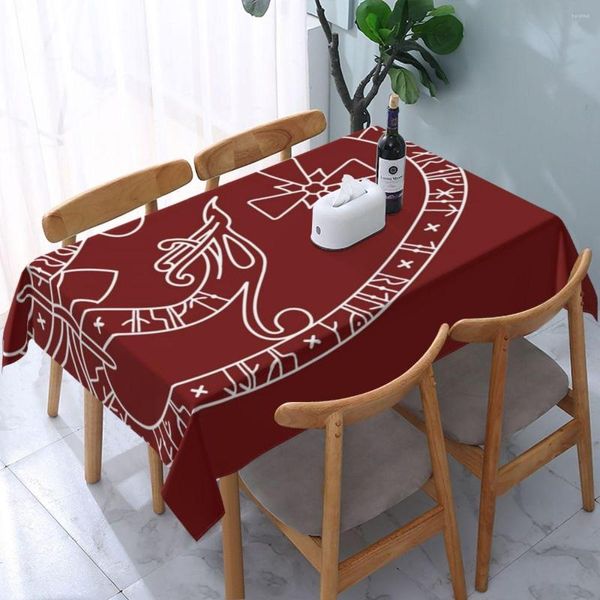 Nappe de Table rectangulaire en pierre Rune Viking, lignes blanches foncées Bg, pour salle à manger, Textile de maison, décoration de cuisine