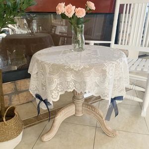 Nappe de table Vintage en dentelle brodée, couverture de café tricotée pour noël, maison, salle à manger, décoration de chevet de mariage