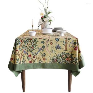 Nappe de table Vintage Floral lin résistant aux taches rectangulaire nappe fête cuisine décor