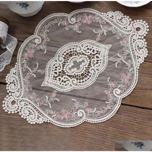 Nappe Vintage Français Dentelle Ins Mat Nappe Brodée Pastorale Style Européen Décoration De Chevet Rose Drop Livraison Maison Ga Dhhtq