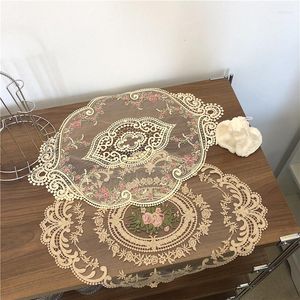 Tafelkleed vintage Franse kanten mat ins geborduurd tafelkleed Pastorale Europese stijl beddecoratie Rose Flower Placemat