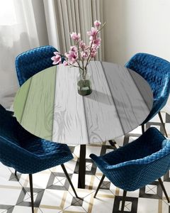 Nappe de Table Vintage vert gris, Grain de bois progressif, couverture ronde à bords élastiques, protection imperméable, imperméable