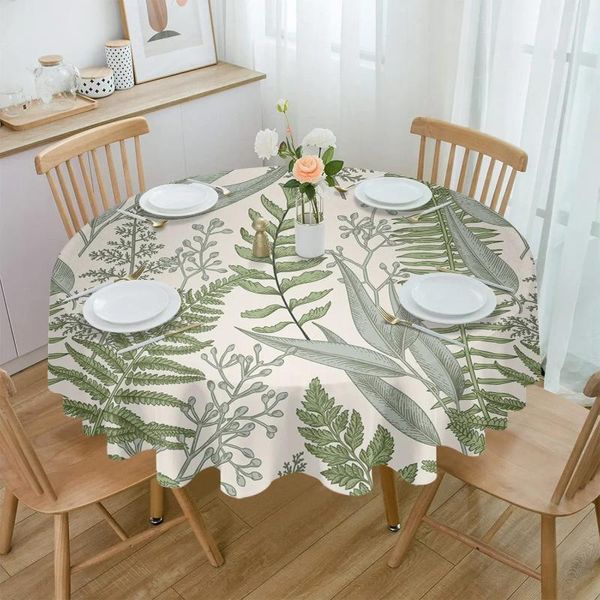 Nappe de table ronde aux herbes vintage, imperméable, décoration de mariage, couverture de noël, décoration de maison
