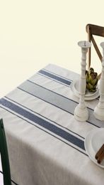 Tableau nappe à rayures en coton en lin vintage pour la table de table à la maison Décoration de la poussière Party de salle à manger Banquet Mantel Mantel M7899043