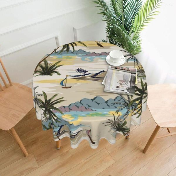 Mantel de mesa Vintage palmeras mantel de playa dormitorio vestidor tapete redondo decoración de escritorio