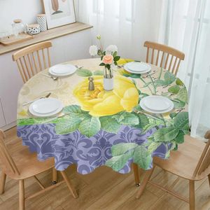 Tableau de nappe vintage de plantes de fleur papillon jaune imperméable nappe décoration de mariage maison de cuisine couvre