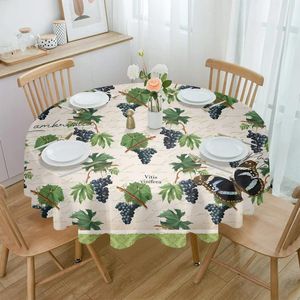 Tableau de nappe de plante texturée vintage Vableau de raisin imperméable décoration Couverture ronde pour la cuisine de la cuisine.