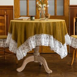 Nappe de Table ronde en velours Vintage, pour la maison, le thé, romantique et belle, E8D1065