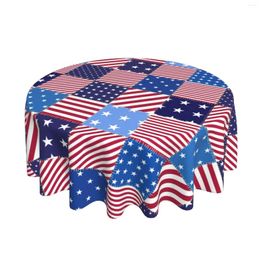 Tableau de polyester lavable pour pique-nique décoration de drapeau américain nappe rond patriotique