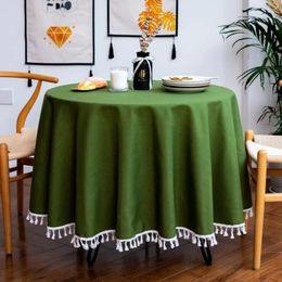 Tableau de nappe coton lavée décoration japonaise orange vert noir solide couleur rond décro