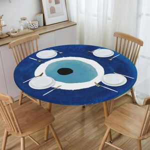 TABLE Doek Aquarel Evil Eye Nazar schilderen Tafelkleed Ronde Elastische gepaste oliedichte Hamsa Lucky Charm Cover voor keuken