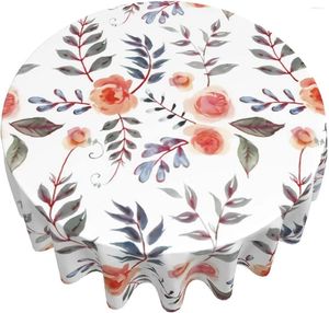 Tableau de tissu aquarelle florale Round Résumé Fleurs rouges Couvre-rides lavables Tissu en polyester