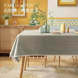 Nappe de table rectangulaire en coton et lin, imperméable et lavable, couverture légère de luxe, maille haut de gamme rouge