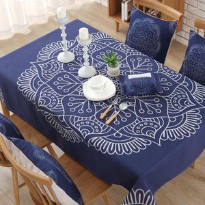 Tafeldoek waterdichte nationale stijl tafelkleed blauw katoenen linnen dineeromslag trouwfeest keukendecoratie