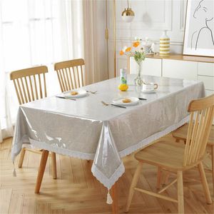 Nappe imperméable PVC nappe transparente surjeteuse toile cirée 4 tailles couverture carré Rectangle café décoration