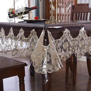 Nappe de table imperméable rectangulaire dentelle décor thé cache-poussière PVC nappe en plastique verre souple fête de mariage