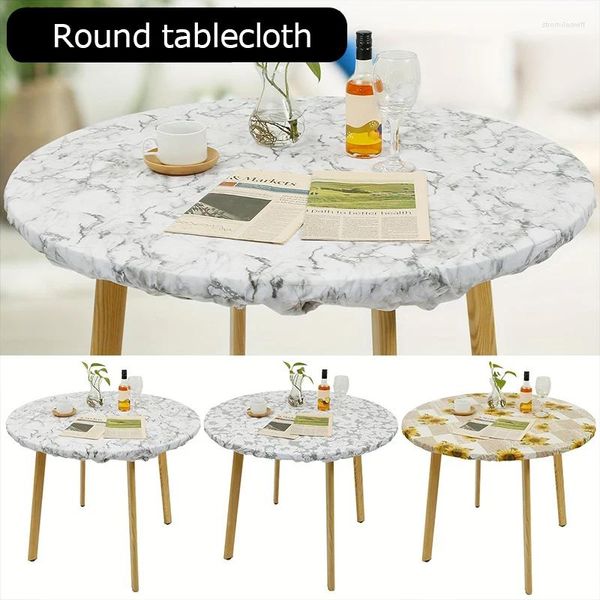 Tableau de nappe rond étanche à la fixation élastique Borgée de couverture en PVC Couvercle en flanelle Backled Tof à l'huile pour la cuisine