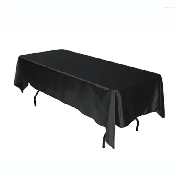 Tableau de table en tissu blanc / noire couverture de banquet el rectangulaire pour la décoration de la maison de la fête de mariage 1pcs / lot Couleur solide en satin