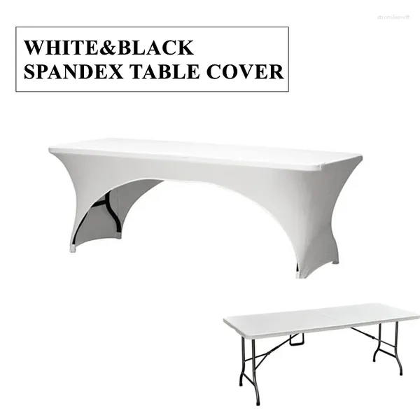 Tableau de table blanche Couleur deux côté ouvert Stretch Spandex Cover Rectangle Lycra Home Kitchen Dining Linn Mariage Nappe