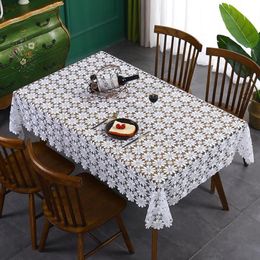 Nappe de table en dentelle à fleurs blanches, moderne, Simple, ajourée à la main, décorative pour la maison, thé Square248S