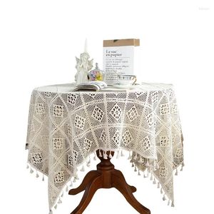 Nappe de Table blanche tricotée en dentelle, ronde creuse, Style Ins, fête de mariage, Vintage foncé