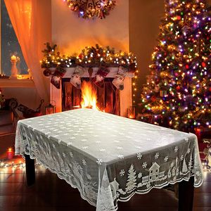 Nappe de table blanc dentelle tissu macramé Noel rond/Rectangle couverture de mariage noël dîner fête décor à la maison 221122