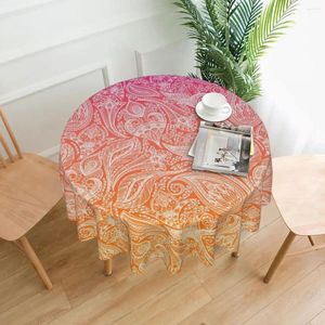 Tableau de nappe paisley blanc nappe ronde rose à orange ombre couverture graphique pour la salle à manger de cuisine protection élégante