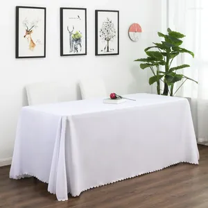 Nappe rectangulaire blanche en Polyester, superposition pour anniversaire, mariage, Banquet, décoration de fête, couverture de salle à manger