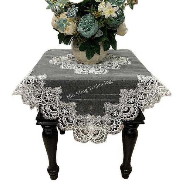 Mantel blanco mantel cuadrado de lujo bordado encaje mesa de comedor cubierta mesa Juppe flor elegante manteles toallas R230605