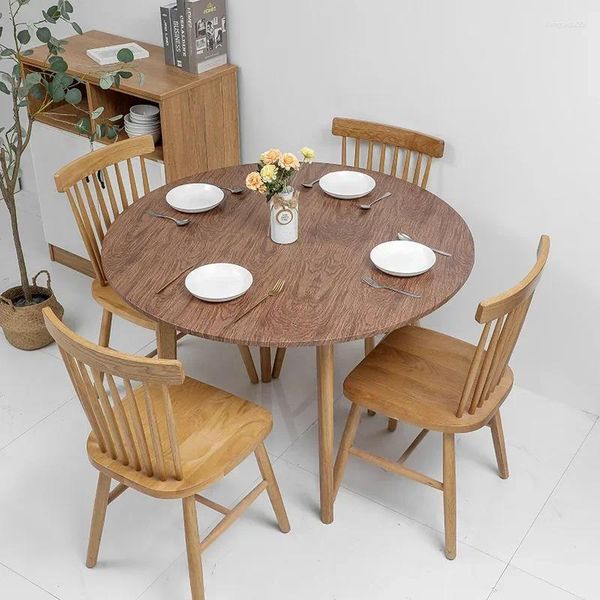 Nappe de Table en Grain de bois, couverture ronde élastique, imperméable, pour salle à manger intérieure et extérieure, 100-143CM