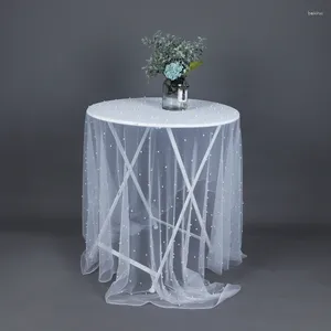 Nappe de Table en fil blanc, pour gâteau de mariage, décoration alimentaire, tissu en perles, décor de fête, événements El, couvertures de salle à manger