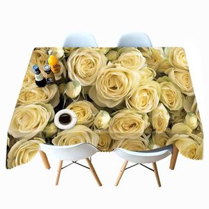 Nappe de Table à motif Rose jaune, imperméable, couverture de Table à manger, rectangulaire, pour fête, cuisine, maison, décor de mariage, R230605