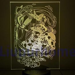 Lámpara de mesa Demon Slayer Anime 3d LED Night Light Acción Figuras Cambio de color Kamado Nezuko Tanjirou Lampara Visual Base Light243s