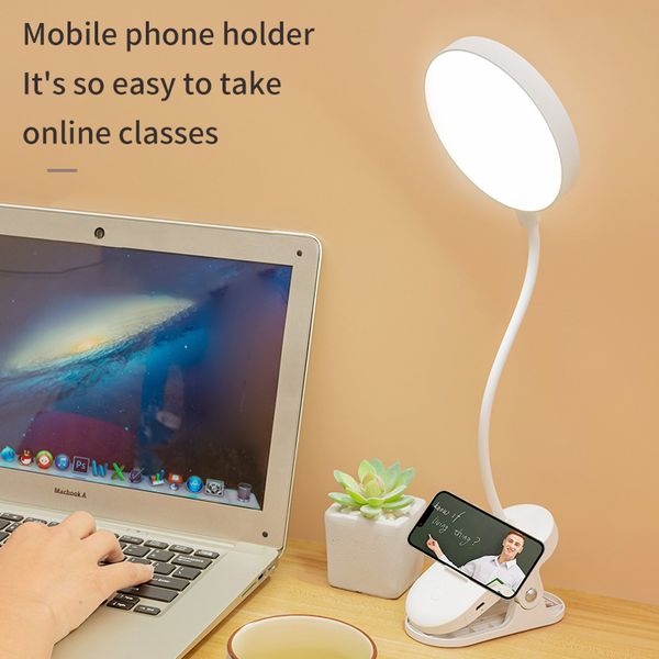 Lampe de Table USB Rechargeable lampe de bureau avec pince lit lecture livre veilleuse LED tactile 3 Modes gradation lumière de Protection des yeux