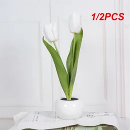 Lampes de table 1 / 2pcs tulipes à lampe à lad lampe de la lampe de fleurs de nuit lumière de nuit décoration atmosphère cadeau en pot romantique pour salle de bureau