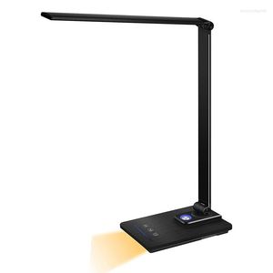 Lampes de table 1 PCS 5 modes de couleurs et 6 niveaux de luminosité avec port de charge USB Lampe de bureau LED Dimmable Light (Noir)