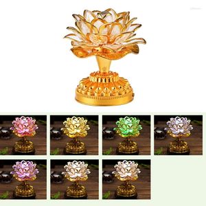 Lampes de table 1 ensemble bouddhisme Lotus lampe colorée décoration de bureau lumière pour la maison méditation culte Temple