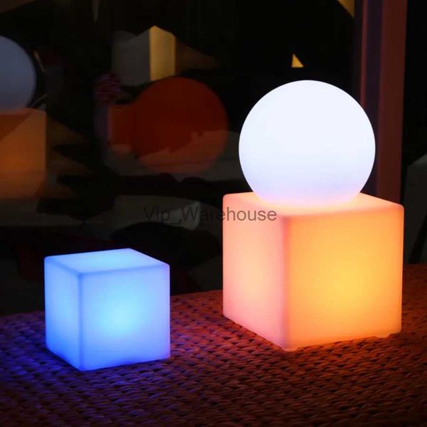 Lampes de table 10/20CM LED Cube lampe de Table avec télécommande AAA batterie 16 RGB couleur chambre chevet veilleuse barre de mariage fête bureau lumière YQ231006