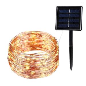 Tafellampen 100 LED Solar Energy Copper Wire Lamp 20m acht functie Courtyard Waterdichte snaar Kerstfestival Kleurrijk